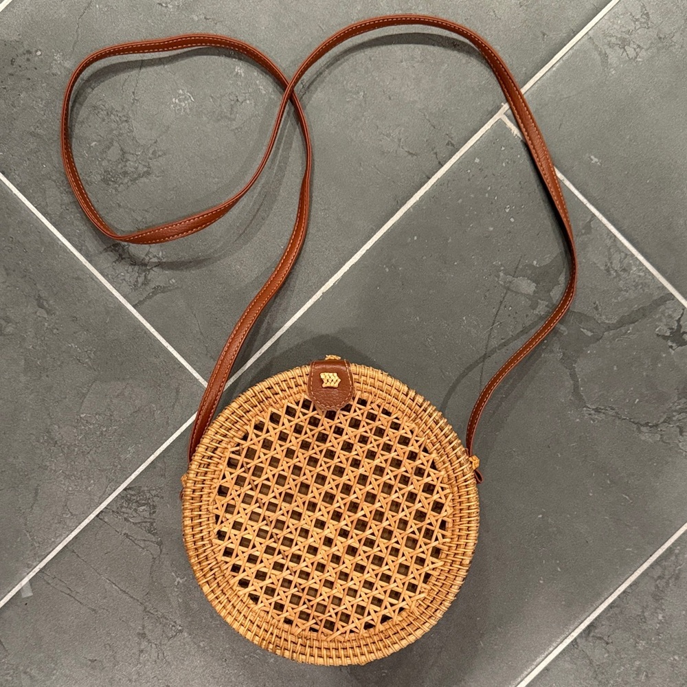 Brown Woven Crossbody Bag